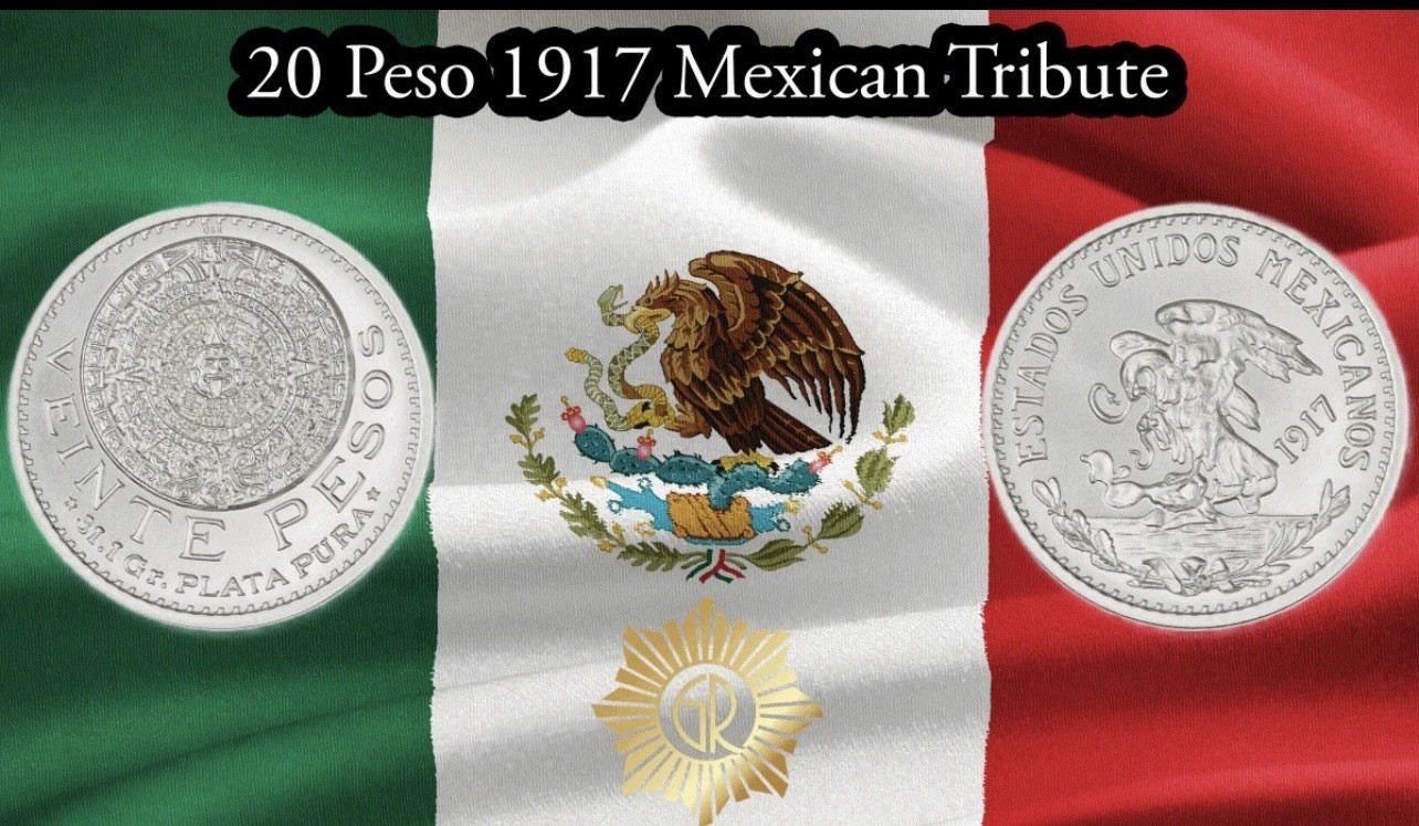 Mexico 20 Pesos 1917 Silver Coin .999 Fine Uncirculated