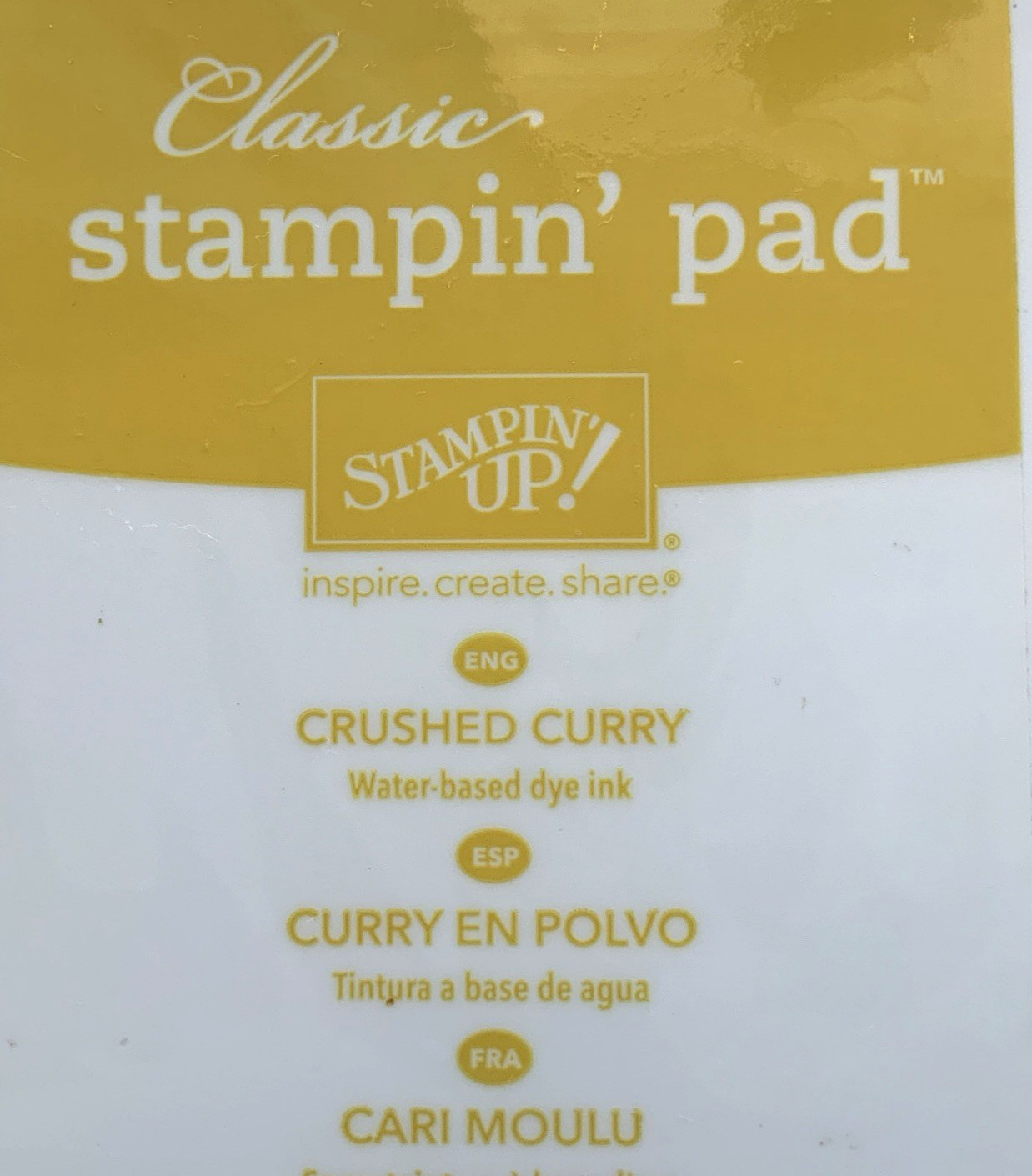 Stampin Up Ink Pad CRUSHED CURRY 2018 Retired Classic Design AS IS DAMAGED PAD