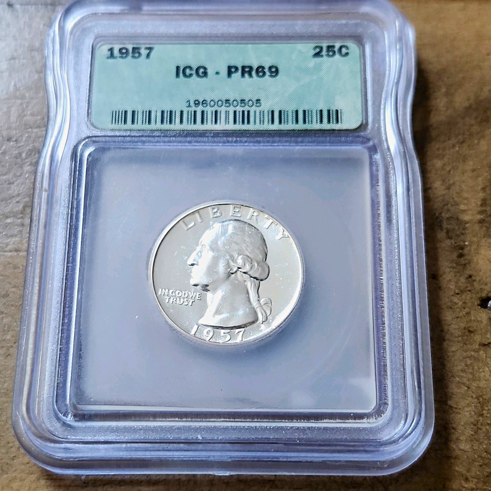 1957 Washington Quarter 25C Proof ICG PR69 Philadelphia 90% Silver