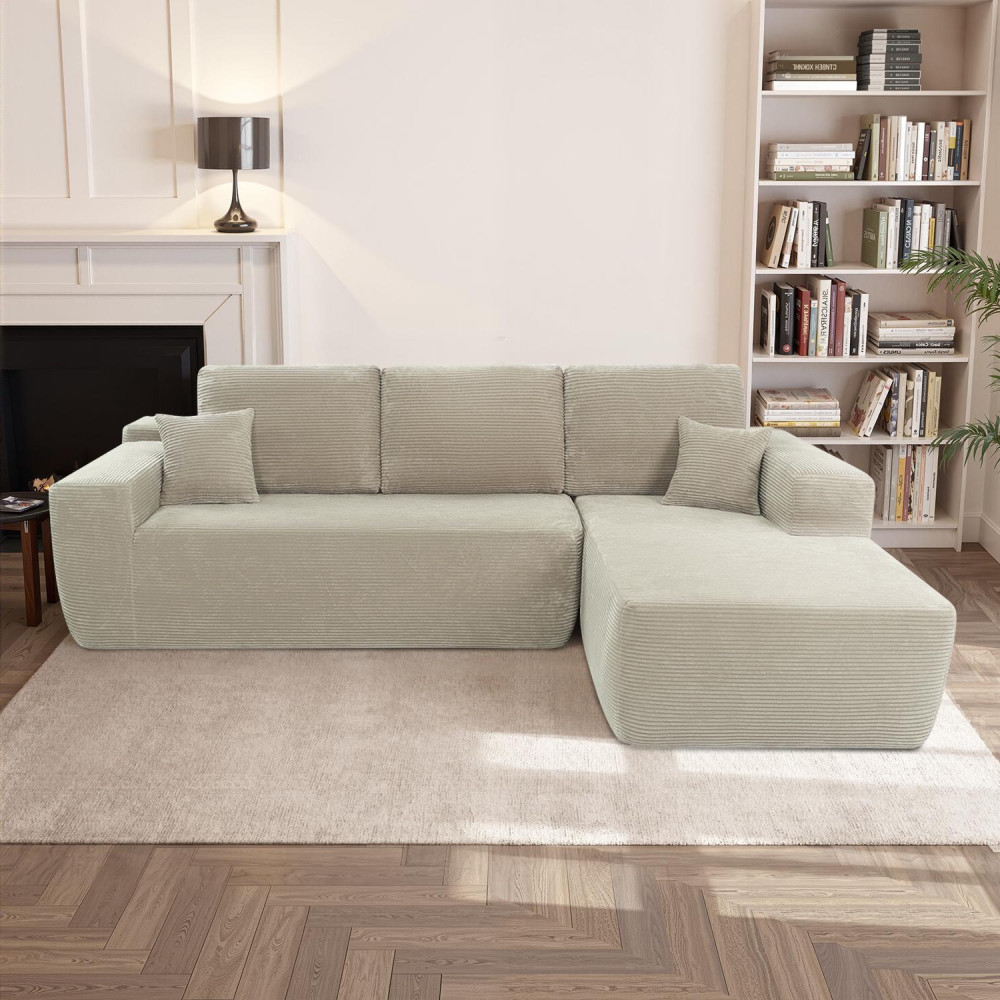 105" Modular Sectional Sofa w/ L-Shape Chaise, Corduroy Fabric, Camel