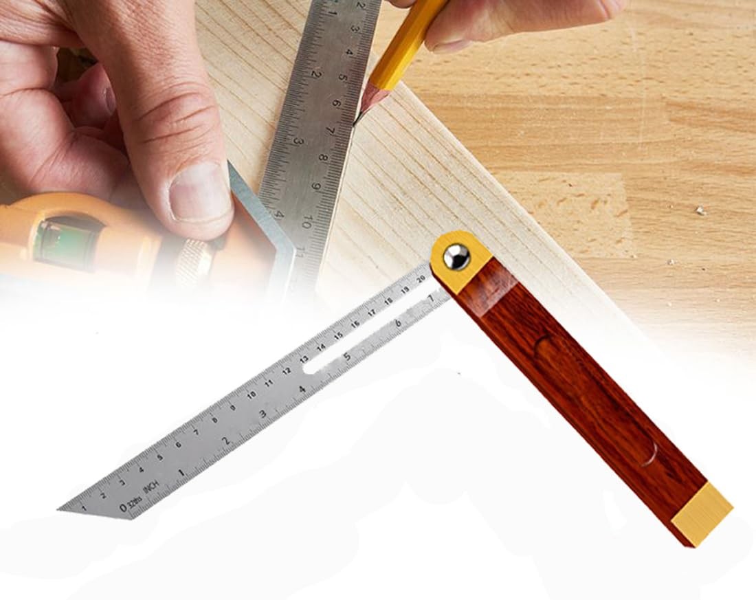 360 Degree Sliding T-Bevel Carpenters Angle Finder, 9 Inch Angle Ruler Wood B...