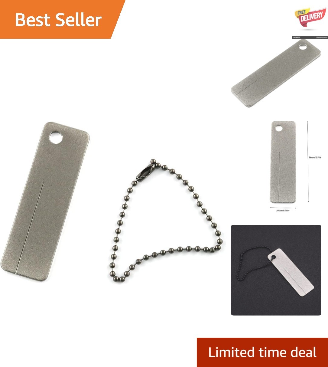 Diamond Stone Sharpener with Keychain – Perfect for Nail Files, Knives, and More