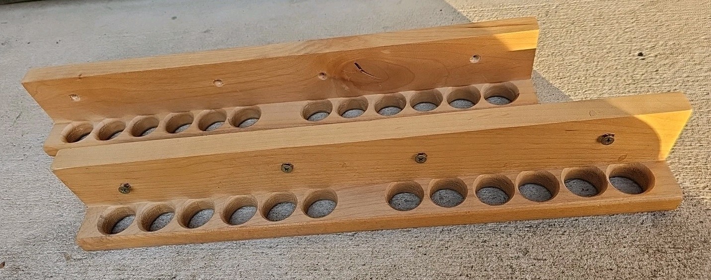 1" Holes In Wood Wall Display Rack For Displaying Items Less Than 1" Set Of 2
