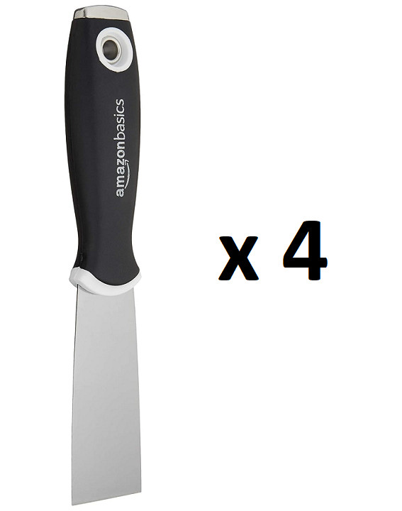 *4* Amazon Basics 1.5 in. Soft Grip, Carbon Steel Putty Knife with Hammer End