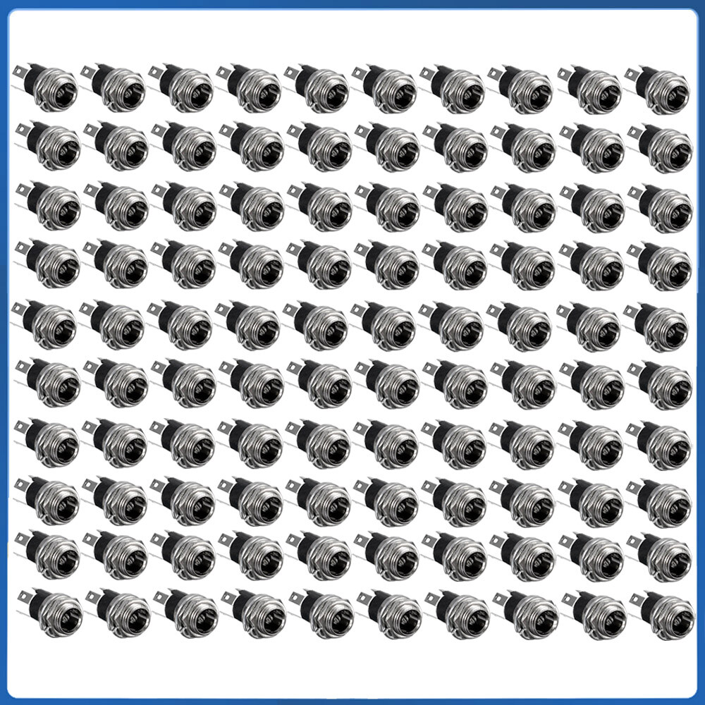20/40/60/80/100pcs DC Power Socket With Threaded Nut Panel Connector 3-Pin USA