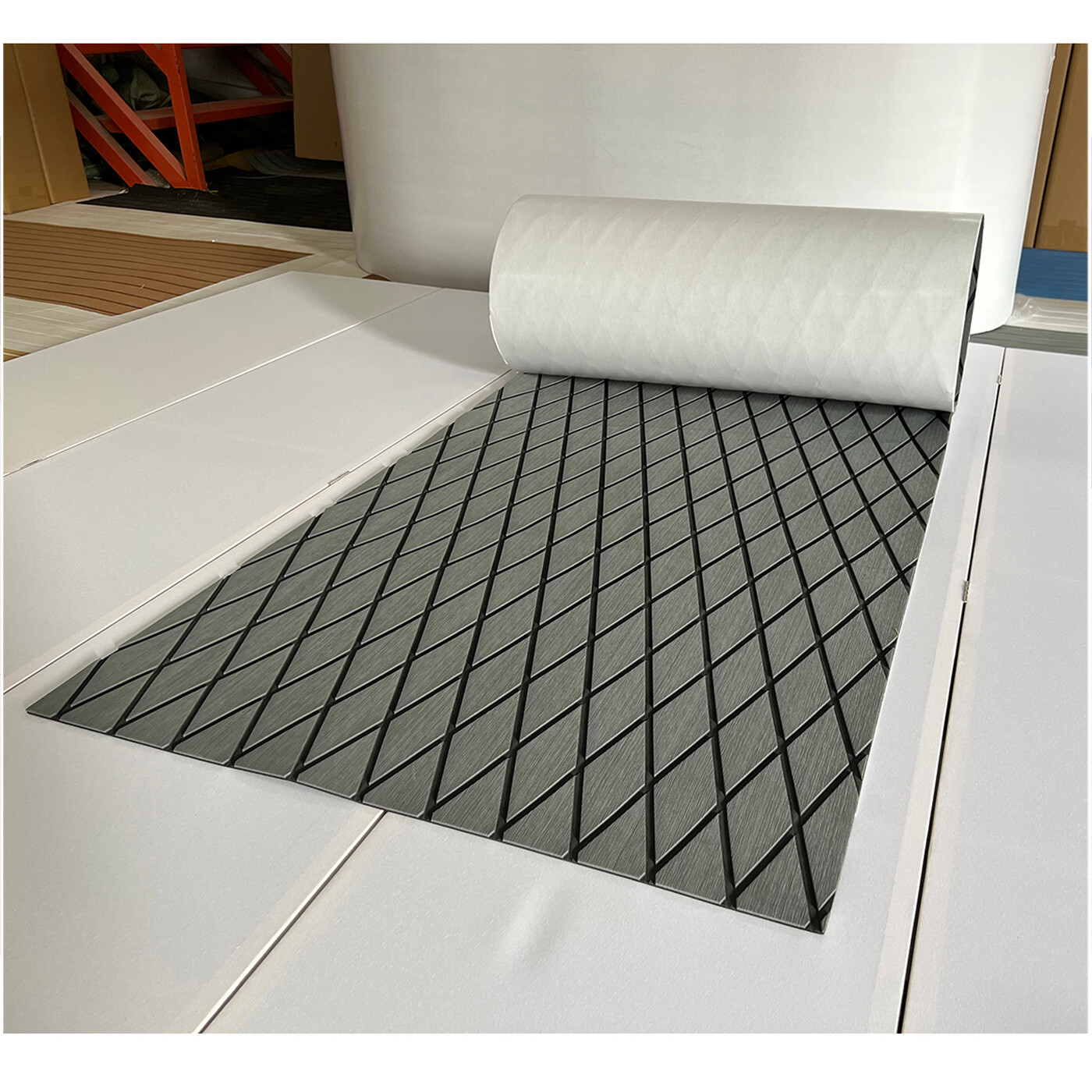 EVA Foam Boat Flooring Marine Sea Decking Carpet , Dark Gray Diamond Pattern Mat