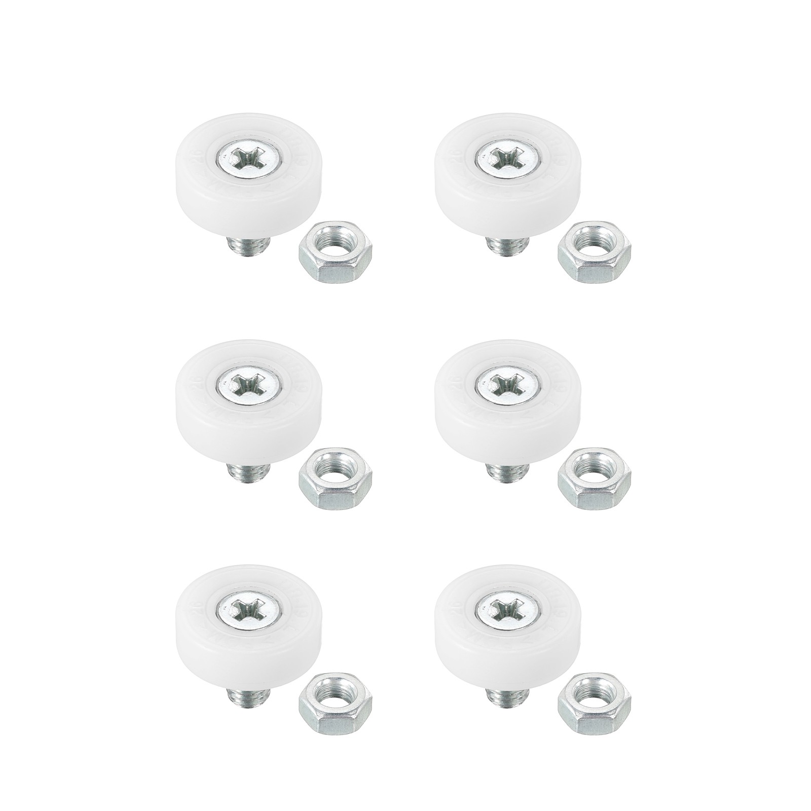 19mm Drawer Rollers Drawer Rollers Plastic Small Pulley with Nuts,6pcs