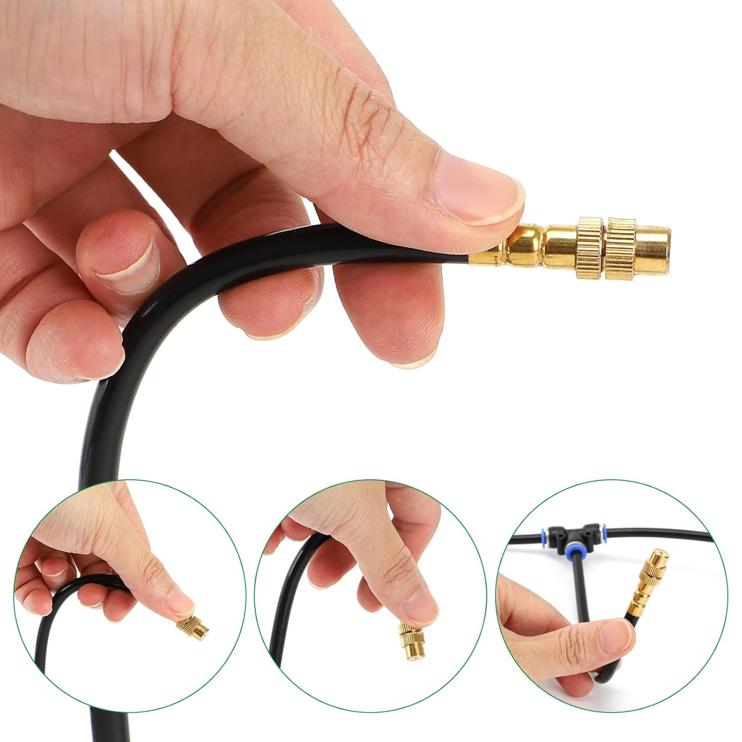 50Ft 1/4" Drip Irrigation System with 12 Adjustable Copper Nozzles
