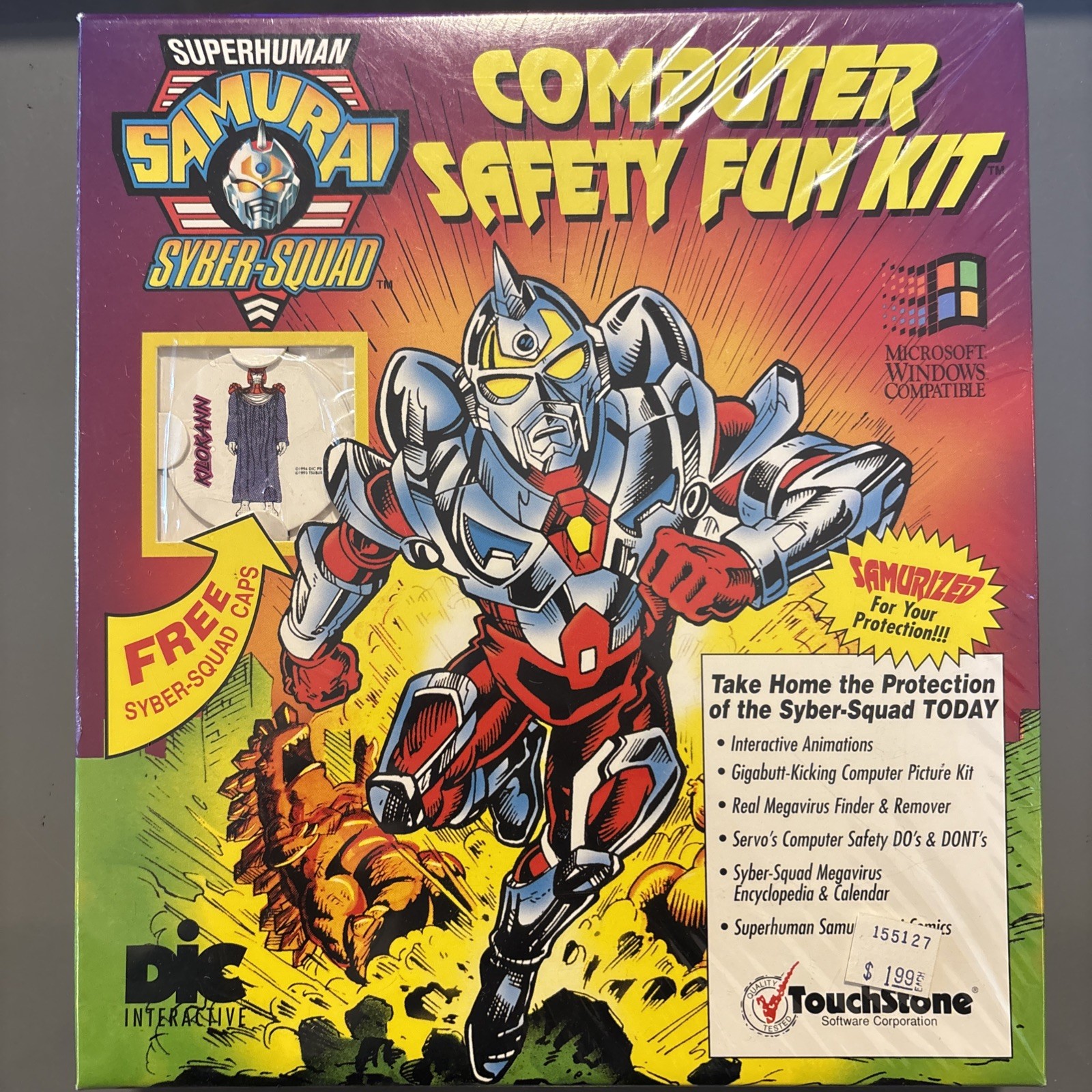 1994 Superhuman Samurai Syber-Squad Computer Safety Fun Kit - DiC Windows Sealed