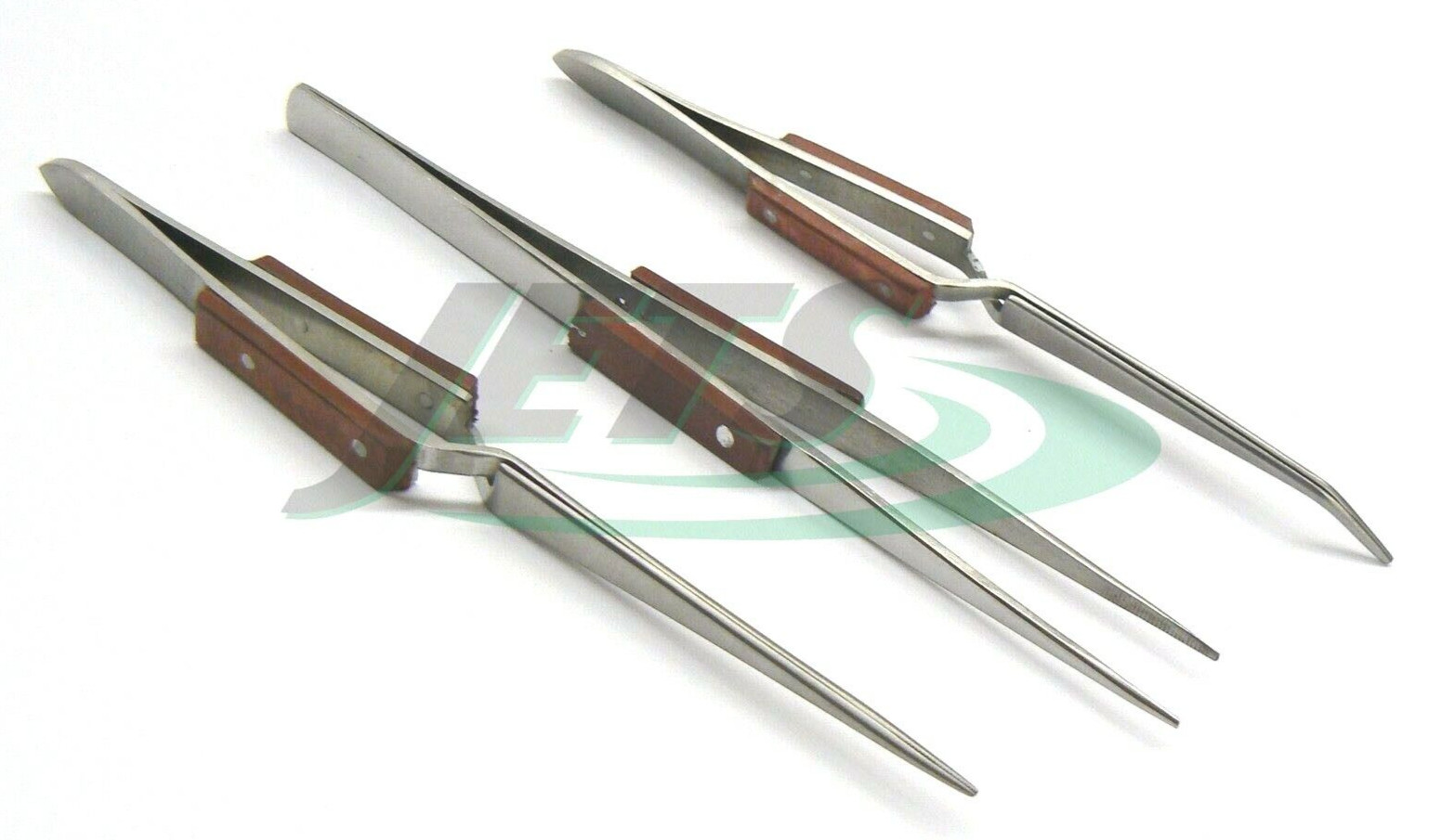 Fiber Grip Tweezers Set of 3 Cross Locking & Straight Soldering Tweezer Jewelers