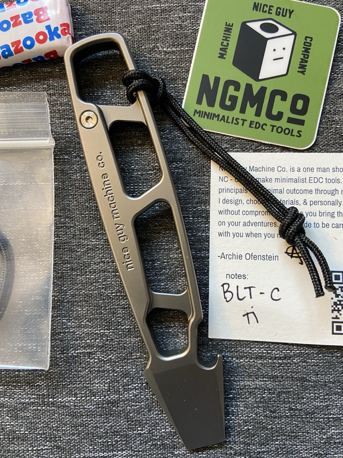 Nice Guy Machine Company NGMCo Barkeep’s Liberation Tool+CLIP W/Ultem Mini Bead