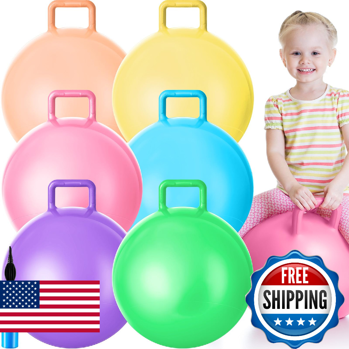 Lewtemi 6 Pcs Hopper Ball Carnival Outdoor Games 15 Inch Jumping Hopping Inflata