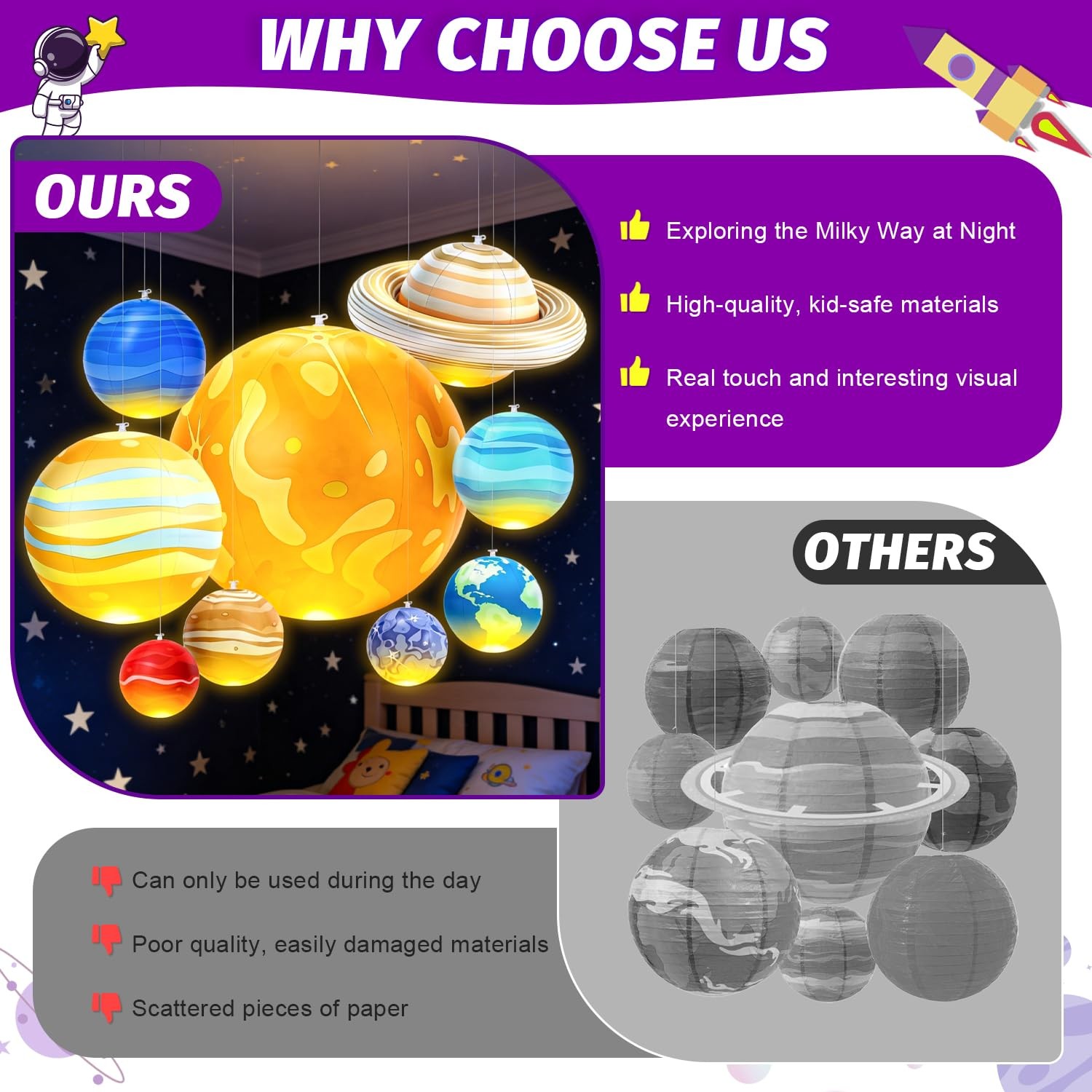 OMKSIH Inflatable Solar System Planets with Lights, 2026 Upgraded Inflatable ...