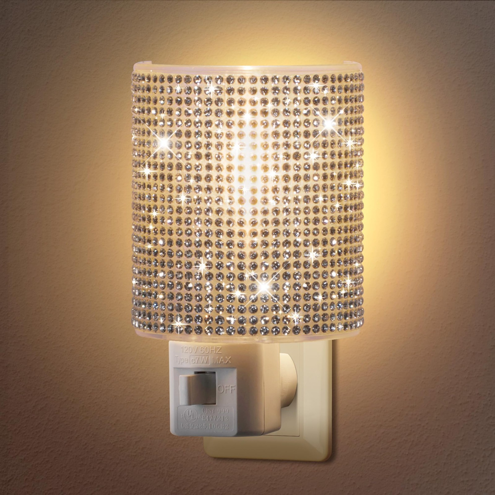 Crystal Night Light Plug-in with Swivel Plug Bling Decorative LED Bedroom