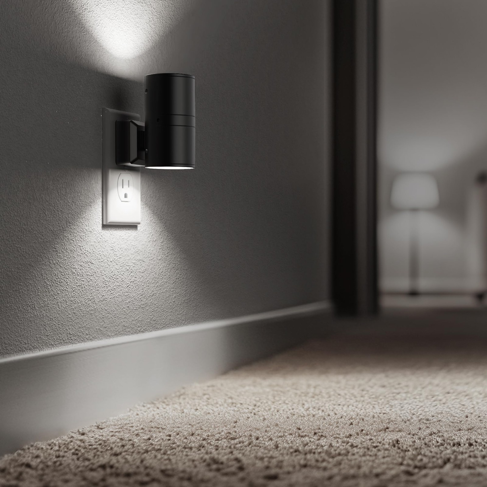 Briignite Night Lights Plug into Wall, Modern LED 2 Pack, Black-5000K