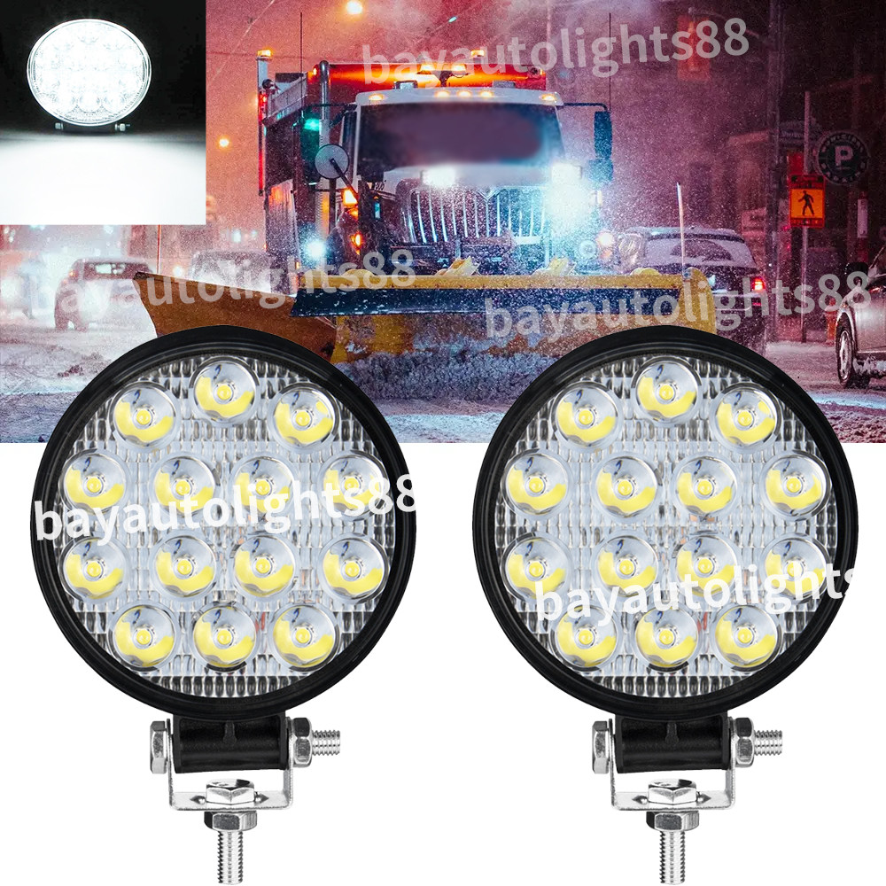 Snow plow 4"INCH White LED WORK LIGHTS truck tractor headlight tractor suv utv
