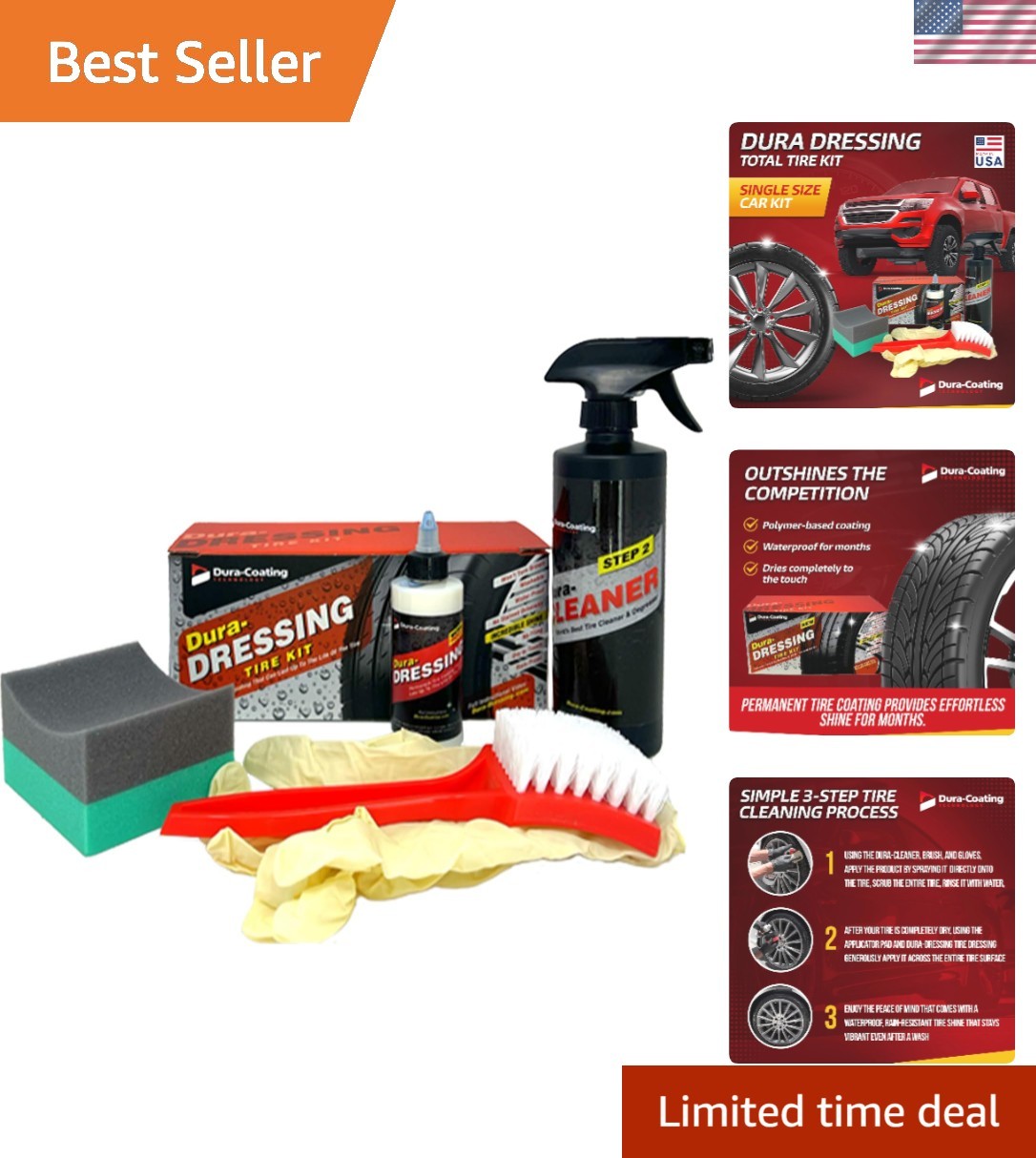Dressing Total Tire Kit - Single Size Car Kit - Tire Dressing, Cleaning and R...