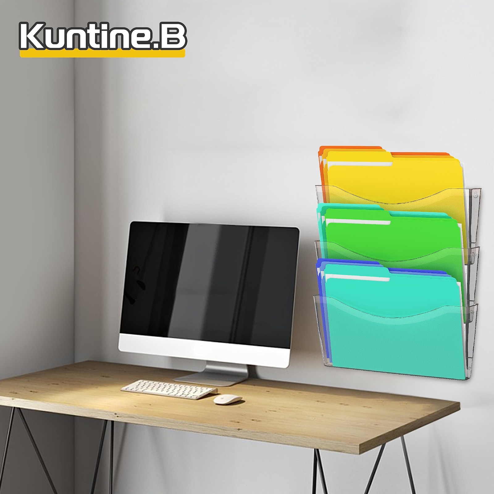 Clear Single Pocket File Holder 3 Pack Hanging Wall Mount Mail Organizer