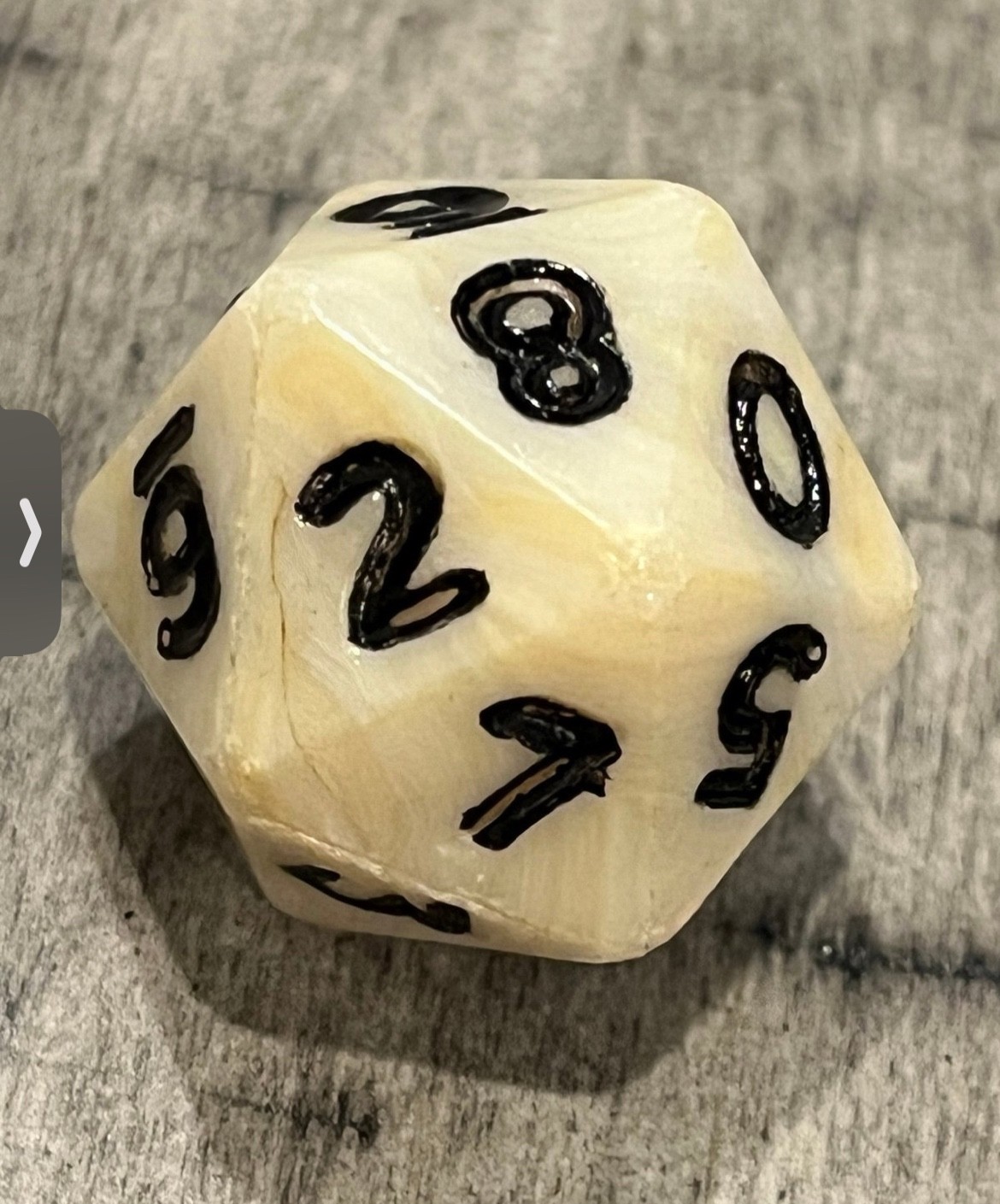 WELL KEPT! Vintage TSR Holmes cloudy white d20 rpg d&d dice 123124@