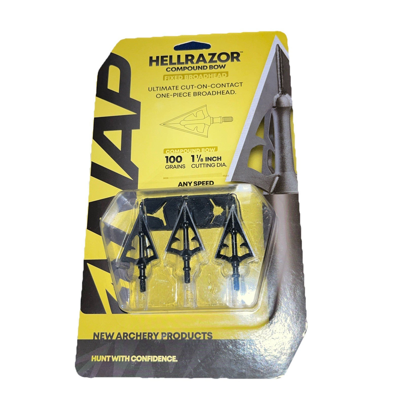 NAP HELLRAZOR Compound 100gr Fixed Blade Broadheads 3 Pack #NAP-60-410_v4.1