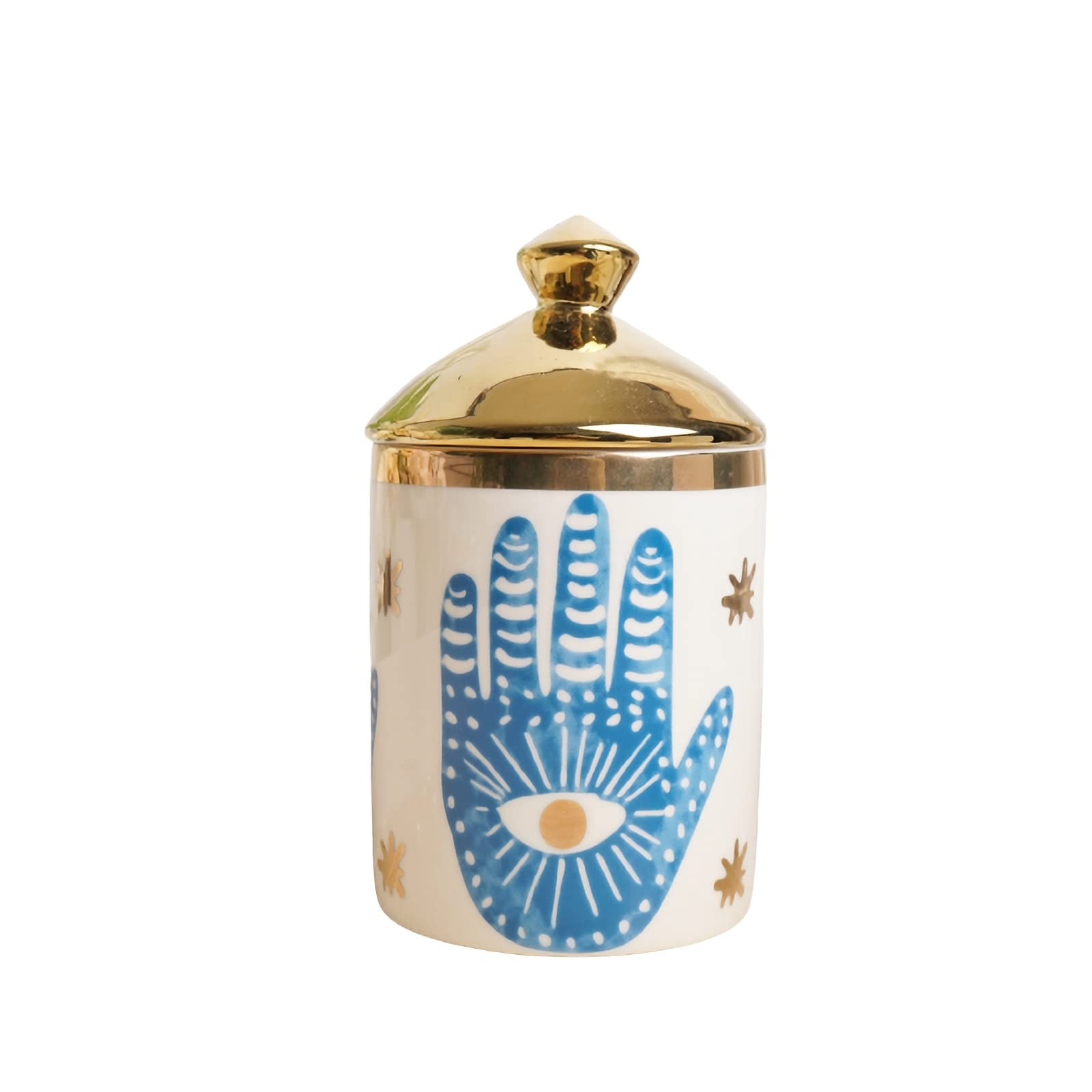 Beccalame Big Eye Aromatherapy Candle Jar With Lid Ceramic Makecup Cotton Swab H