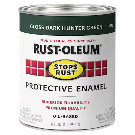 Rust-Oleum 7733502 Interior/Exterior Paint, Gloss, Oil Base, Dark Hunter Green,