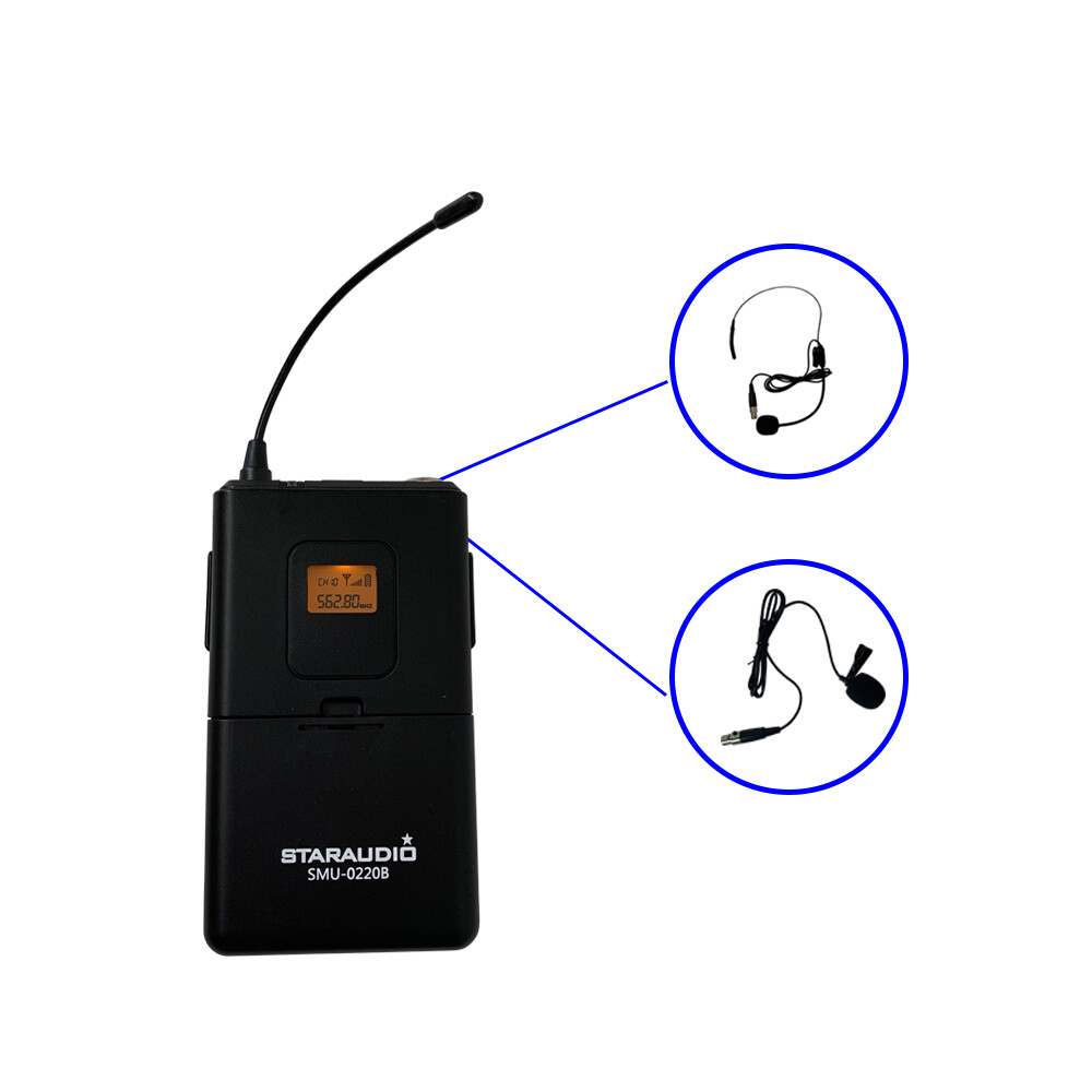 Wireless UHF Microphone Dual Channel Headset Lavalier Lapel Microphone Audio Mic