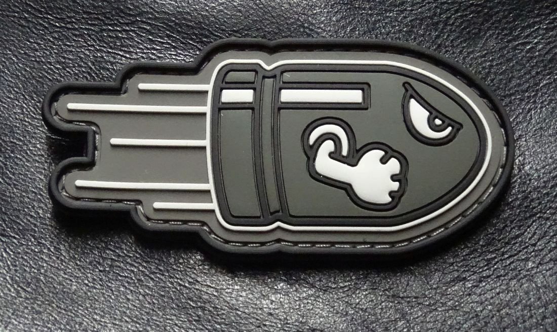 Angry Flying Bullet Subdued Grey PVC Rubber Hook Patch BY MILTACUSA