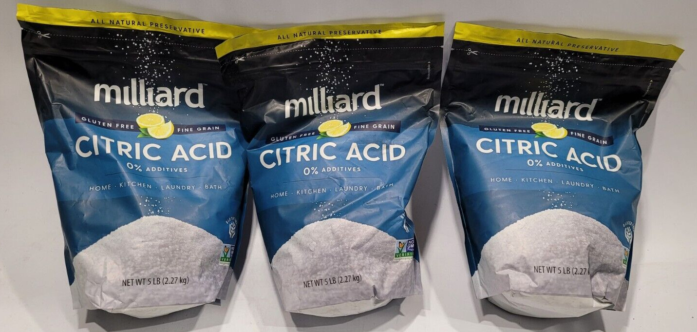 Milliard Citric Acid 5 Pound - 100% Pure Food Grade Non-GMO Project 08/2026