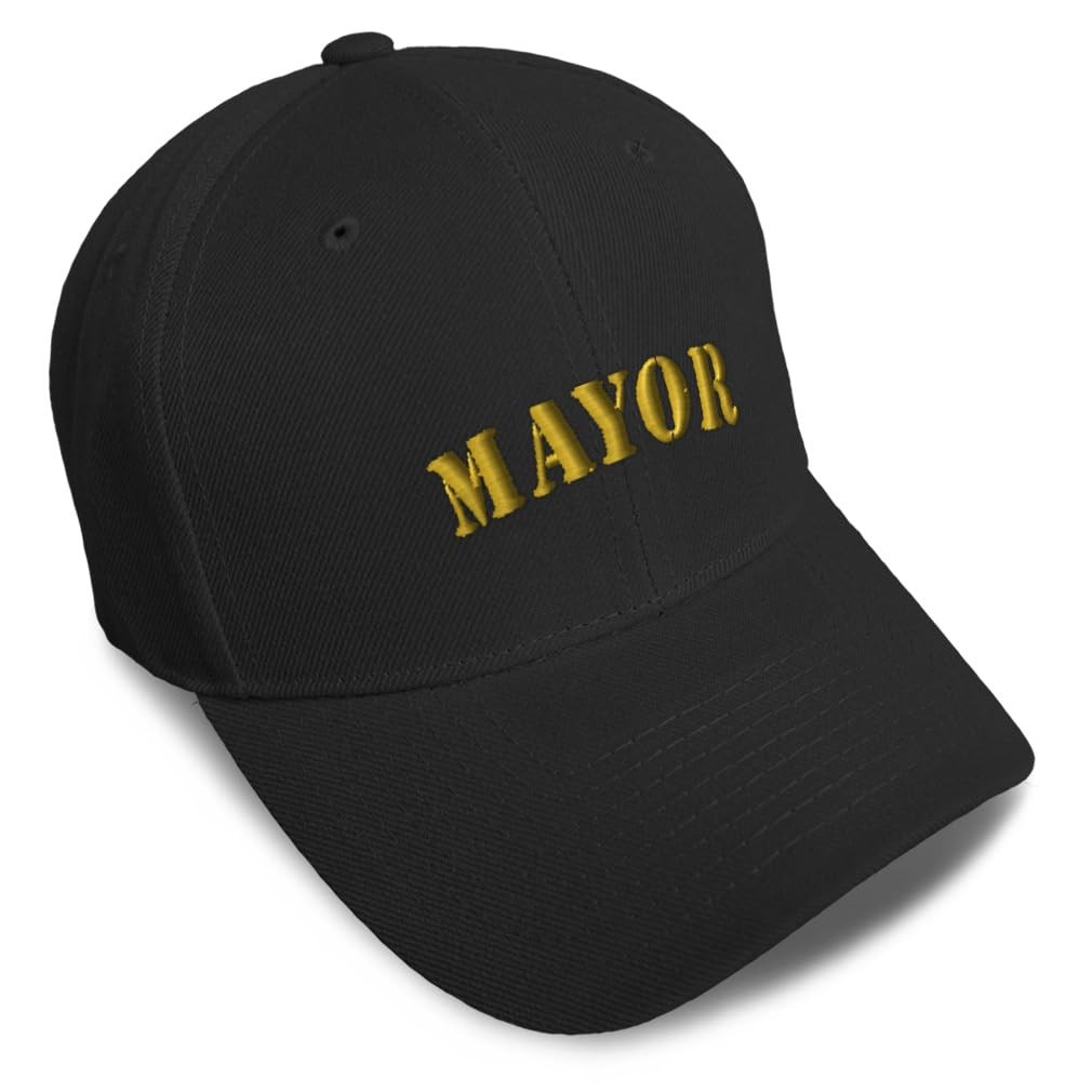 Baseball Caps for Men & Women Embroidered Mayor One Size, Black Design Only