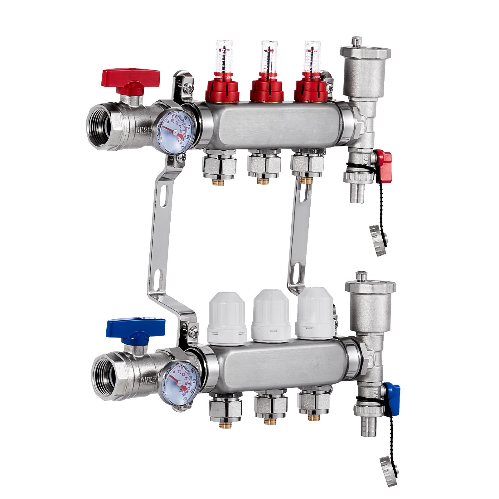 Uimoso 3-Branch Radiant Heat Manifold Set for 1/2" PEX Tubing Floor Heating