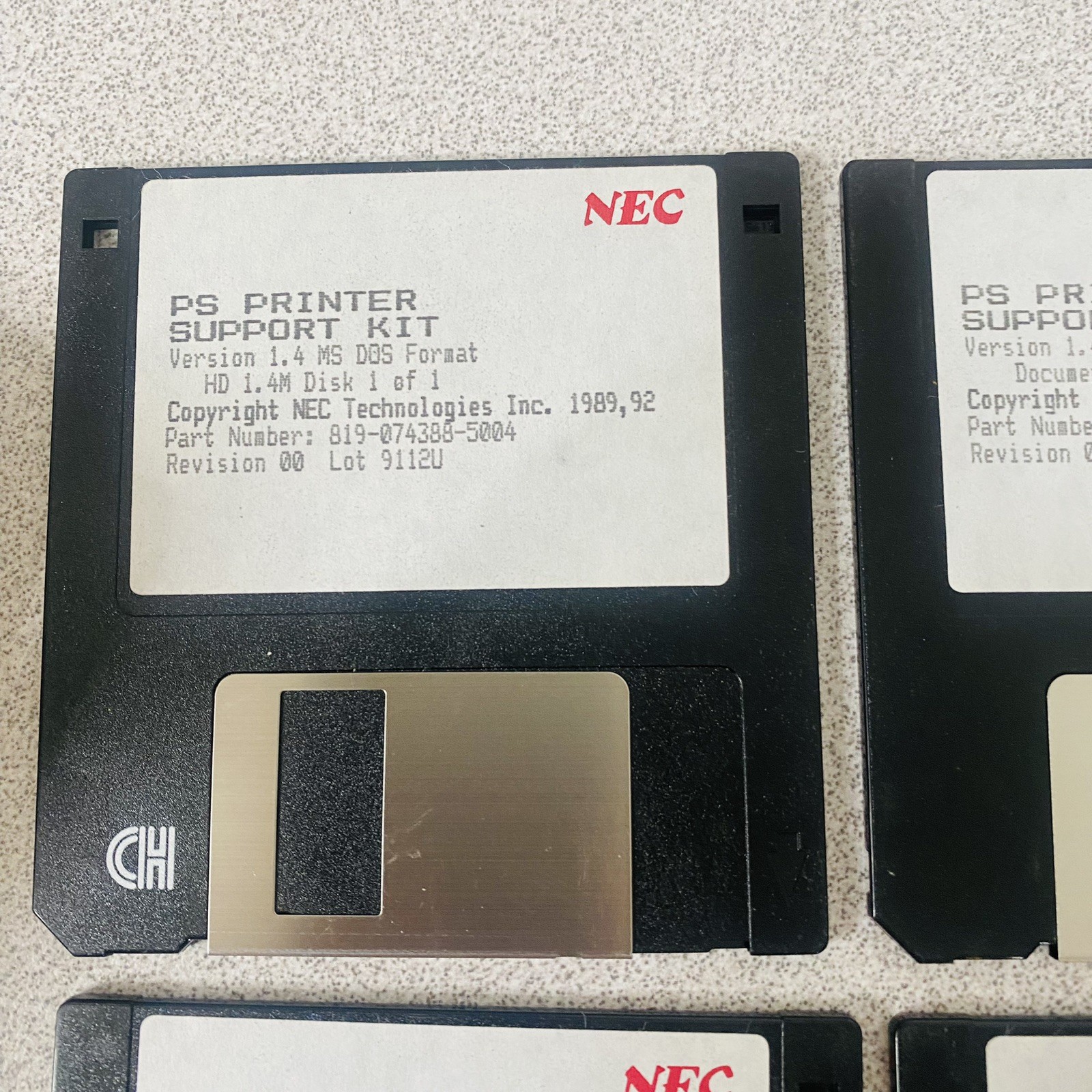 NEC PS Printer Support Kit Macintosh 3.5” Floppy Disk Set Version 1.4 Vtg 90s