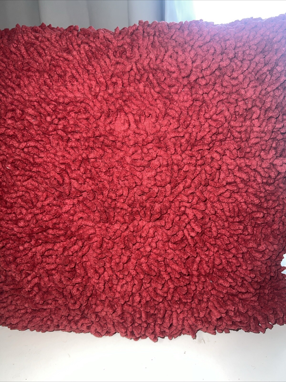 Rizzy Home Shag Solid Polyester Filled Decorative Pillow, 18" x 18", Red, NWT