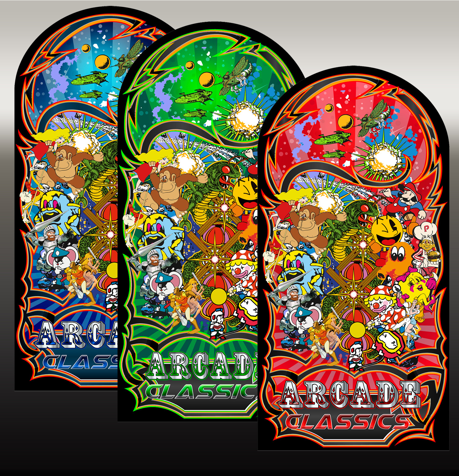 Mame Multicade Classics Side Art Arcade Cabinet Graphics Decals Stickers Set
