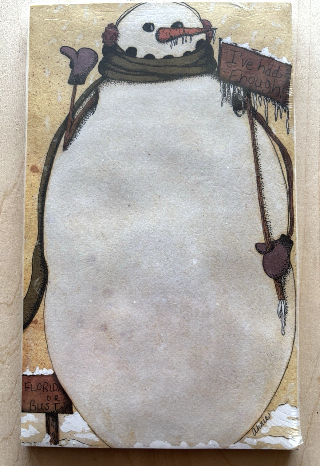 Primitives by Kathy  Note Pad Snowman Winter  Folk Art I've Had Enough NIP New