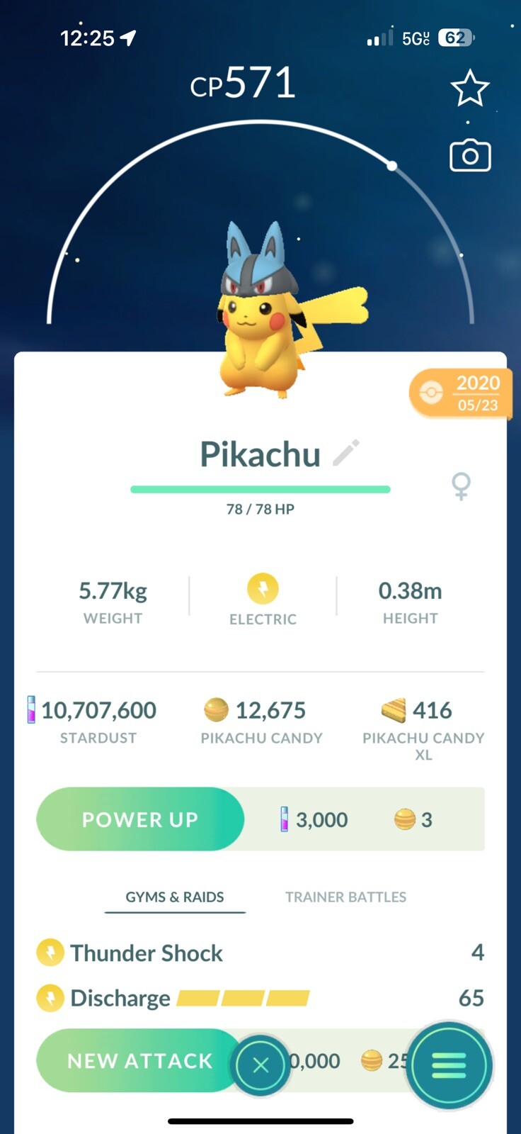Pokémon Pikachu Lucario Hat NOT SHINY