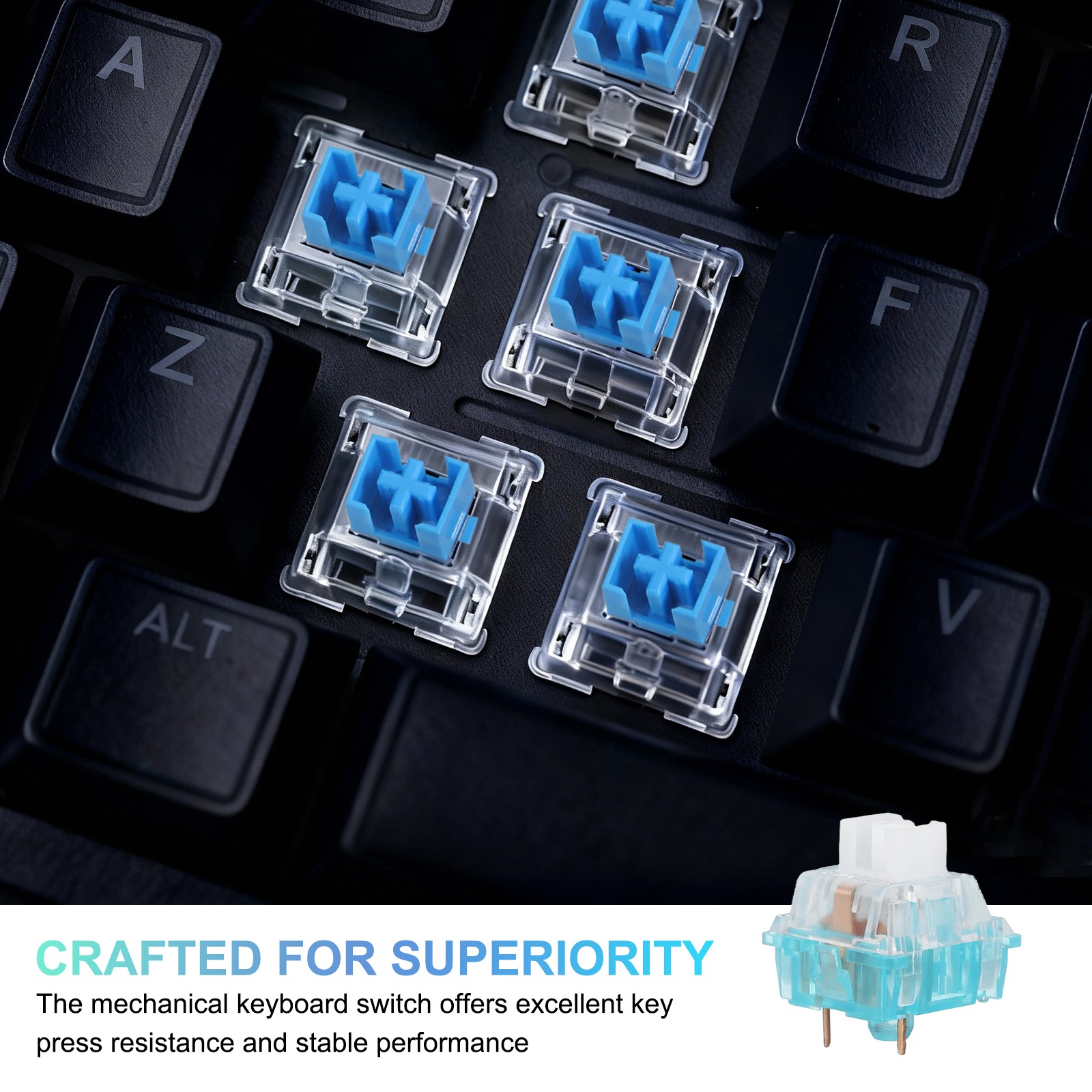 10pcs Blue Keyboard Switches 3-Pin 55gf Linear Keyboard Switch Replacement