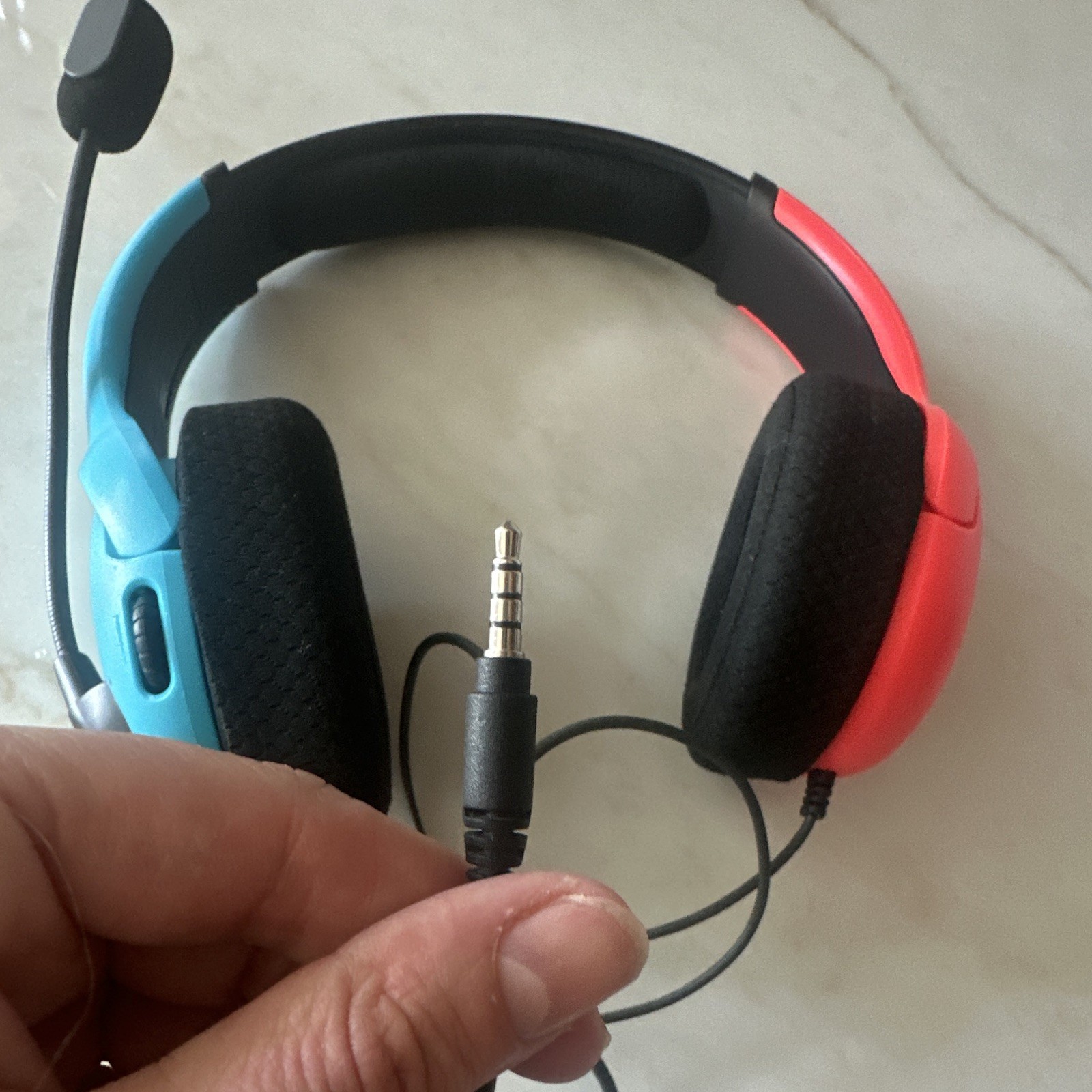 Nintendo Switch Wired Over-Ear Headset w/ Boom Mic 3.5mm, Adjustable Blue/Red