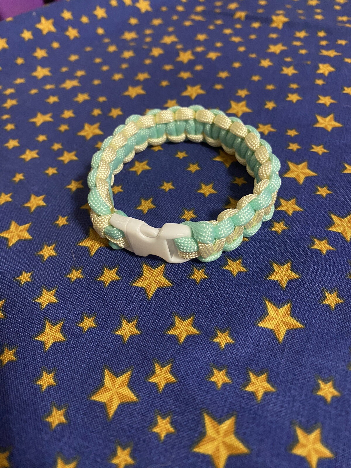 Light Blue and Tan Paracord Bracelet - Handmade