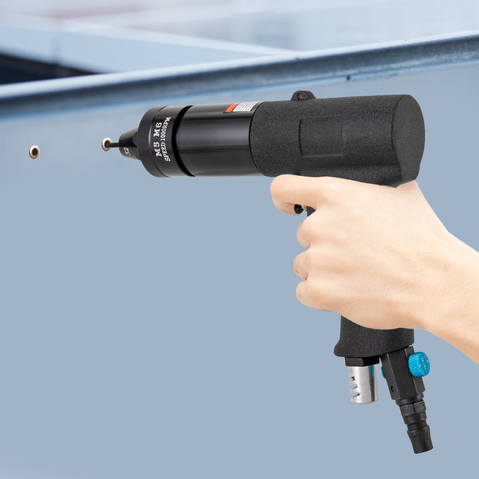 4 In 1 Heads Pneumatic Rivet Nut Gun Air Rivet Nut Pull Setter Tool With Filter