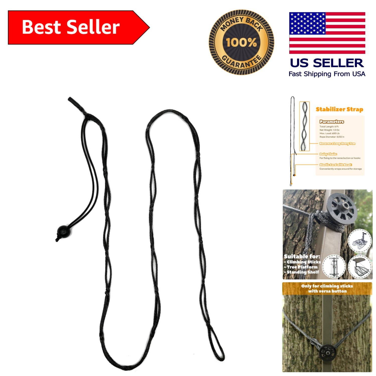 Versa Button Compatible Aider - Durable 6ft Rope Ladder for Safe Tree Access