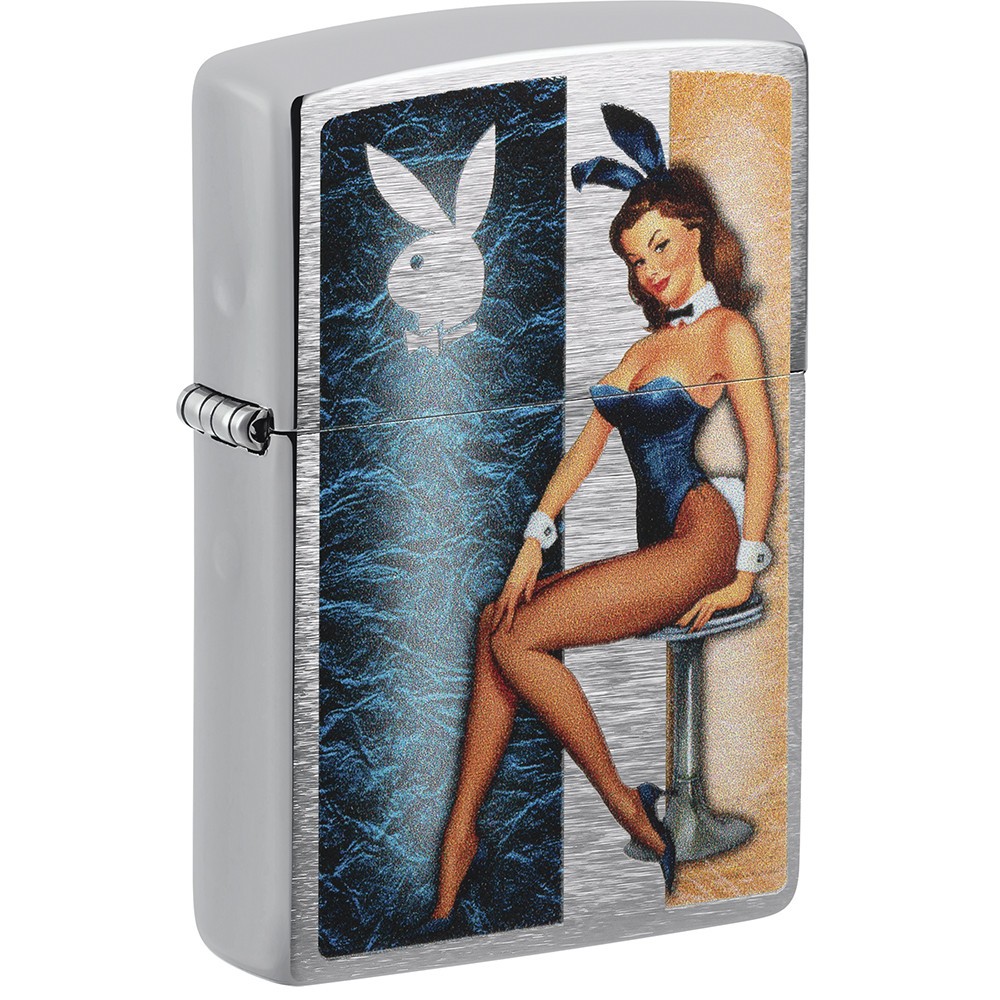 PLAYBOY PLAYMATE BUNNY In Blue Design LOGO HEAD  Mint 48374 ZIPPO Lighter NEW