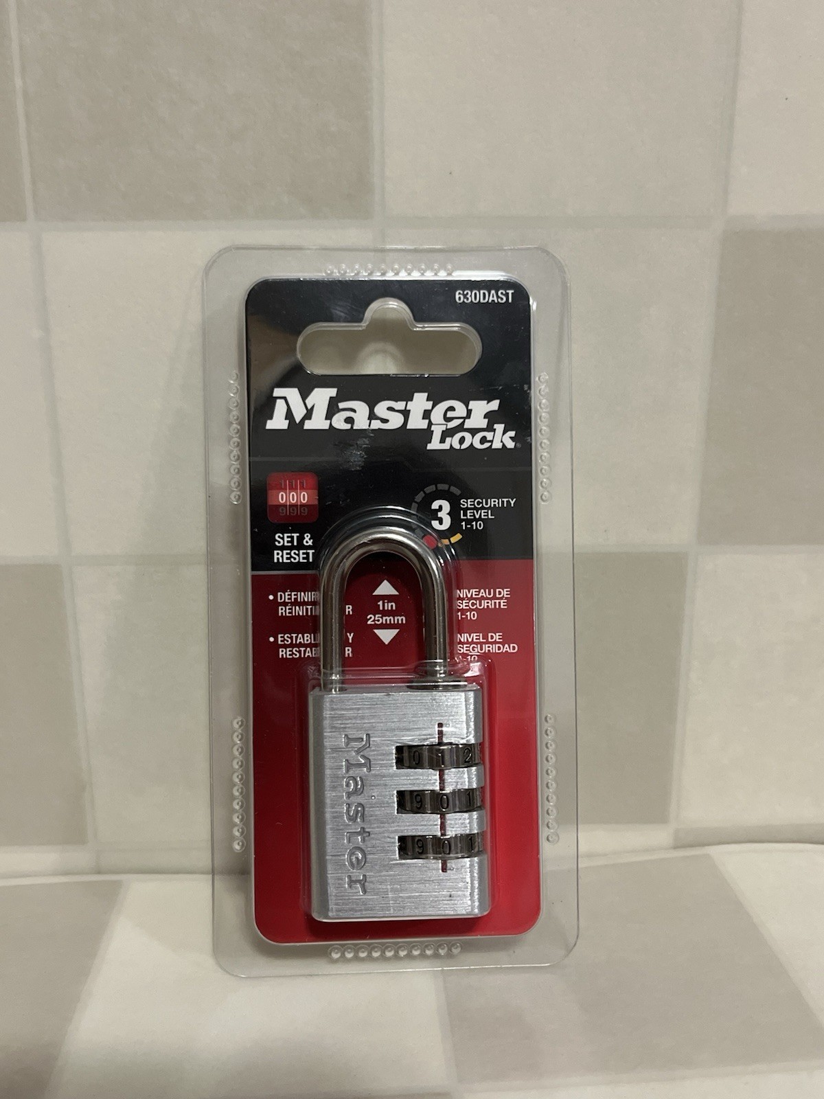 Master Lock 630DAST Set-Your-Own 3-Dial Combination Padlock: Compact Keyless NEW