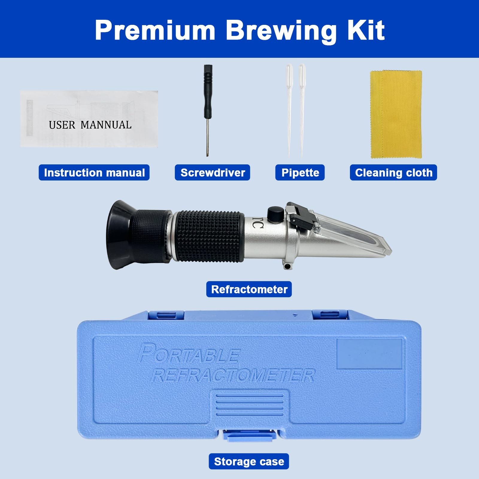 0–90% Brix Refractometer with ATC, High-Accuracy Ultra-Wide Range Sugar Teste...
