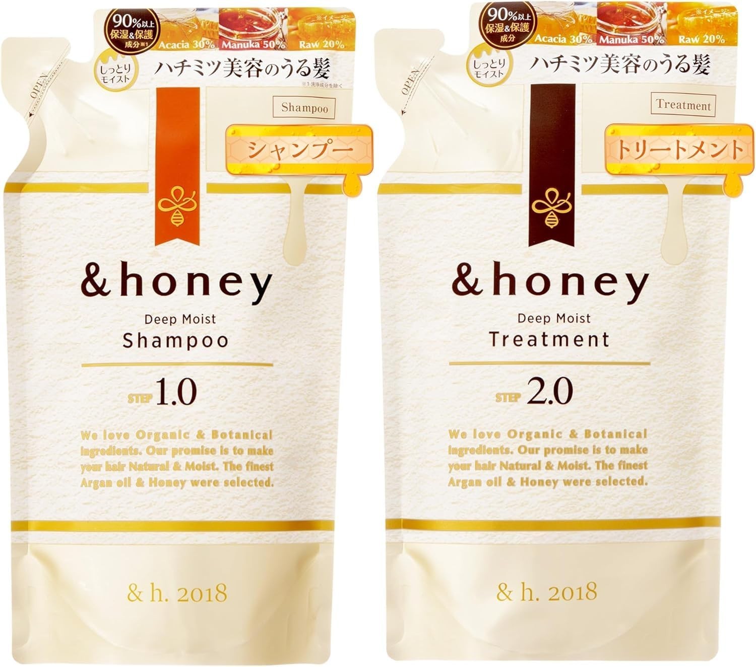 &honey Deep Moist Shampoo/Treatment Set Refill 11.8 fl oz/12.3 fl oz Japan Made