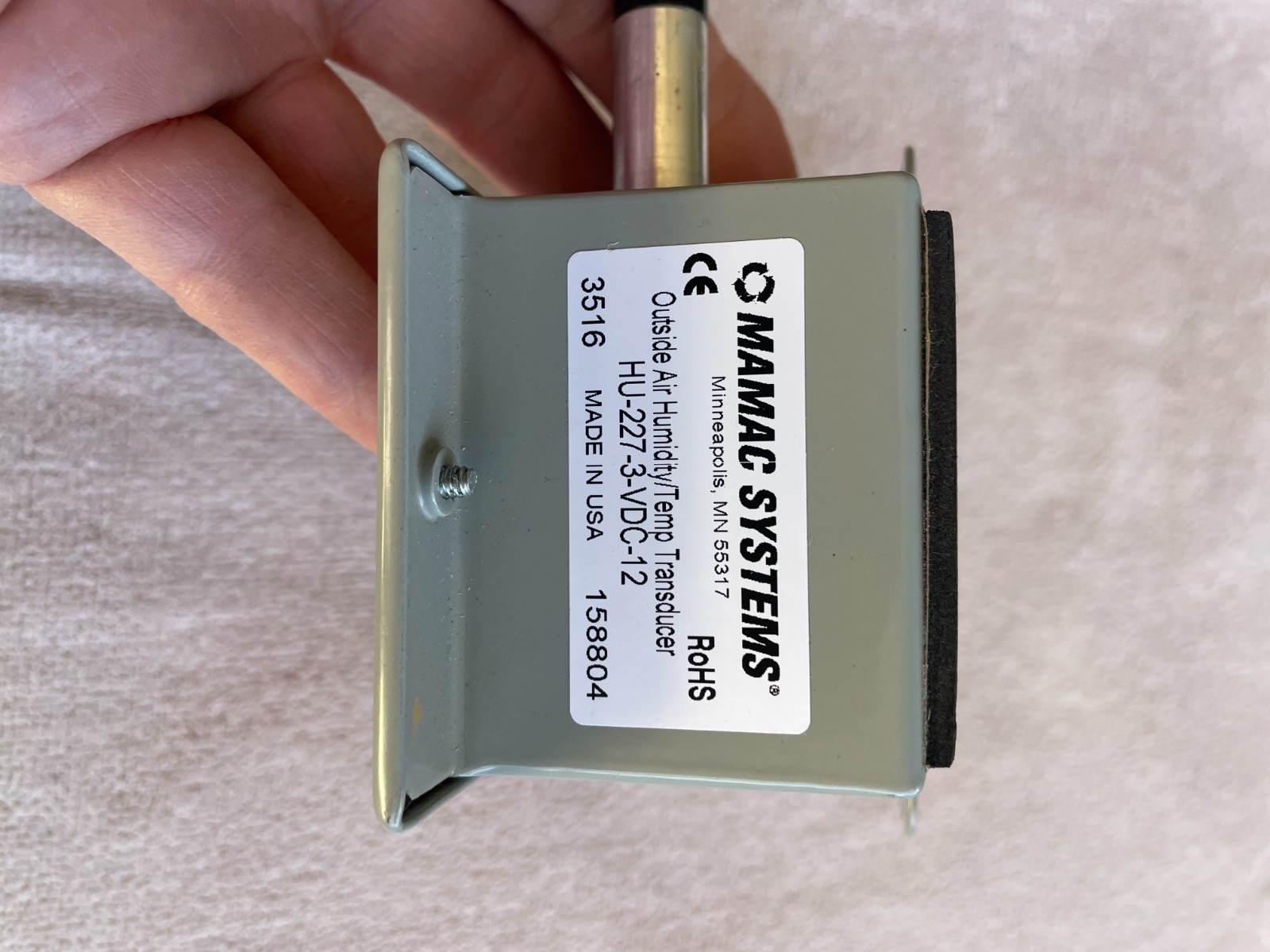 MAMAC SYSTEMS HU-227-3-VDC-12 / Humidity Sensor - New Open Box