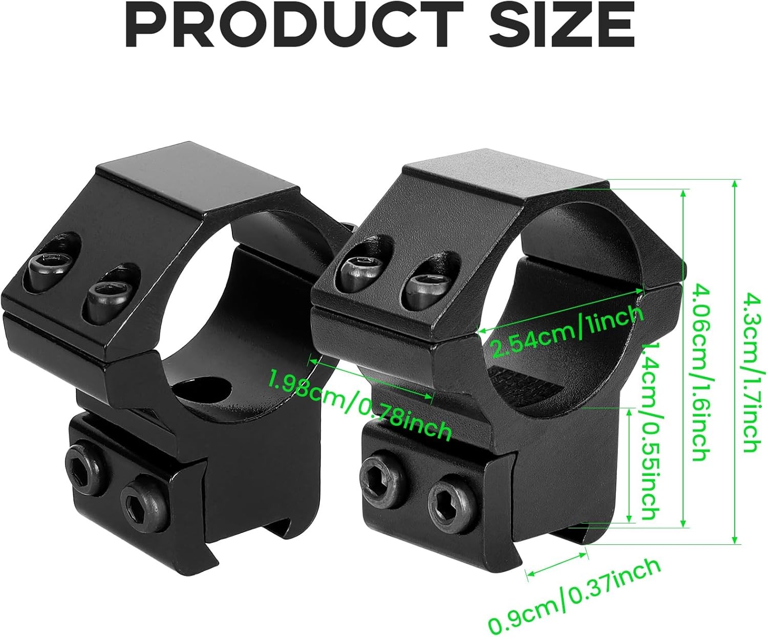1 Inch Dovetail Scope Rings Set, 2 Pcs Medium Profile Scope Mounts with 2 Hex Wr