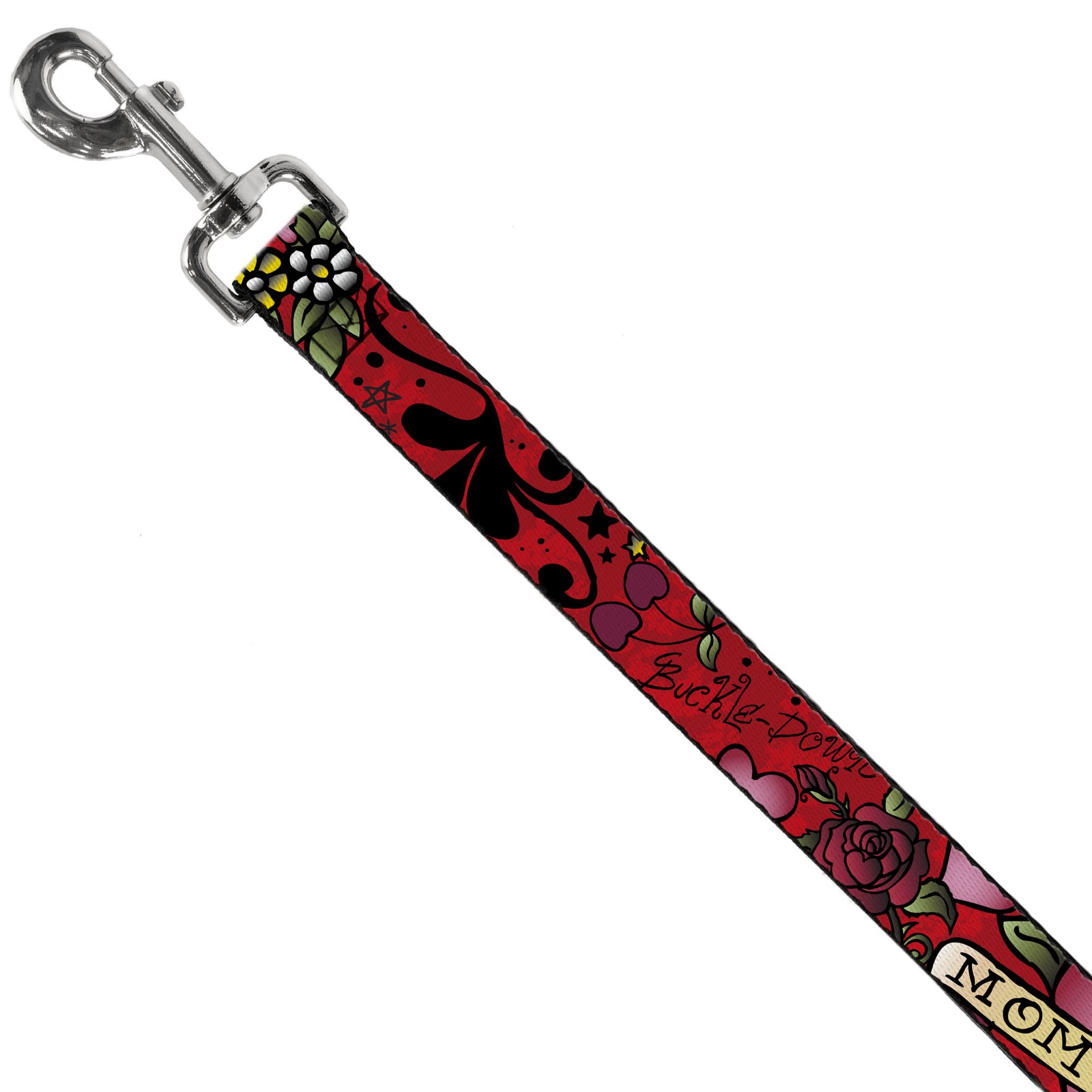 Dog Leash Mom & Dad Red NARROW 0.5"