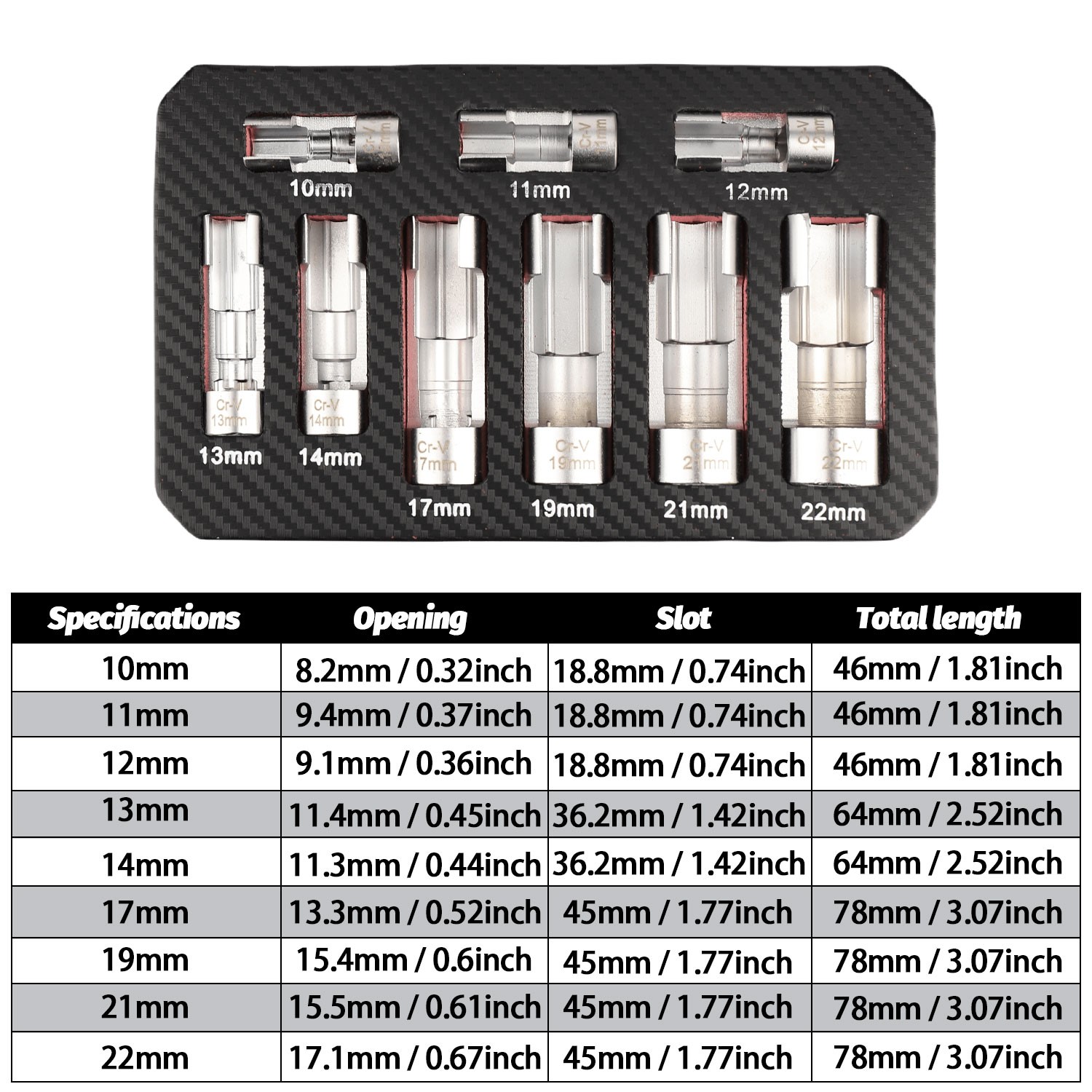 10-22mm Oxygen Sensor Tool Kit: 9Pcs Socket Wrench for Sensor Removal&Install
