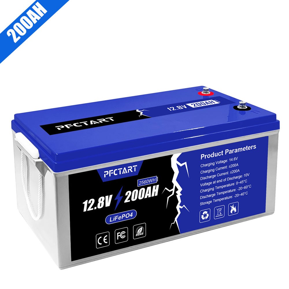 12V 200Ah LiFePO4 Deep Cycle Lithium Battery 2560WH 100A BMS for Solar Off-grid